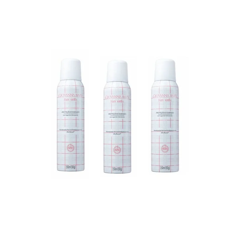 Desodorante Aerossol Giovanna Baby Blanc Vanilla - Kit C/3un