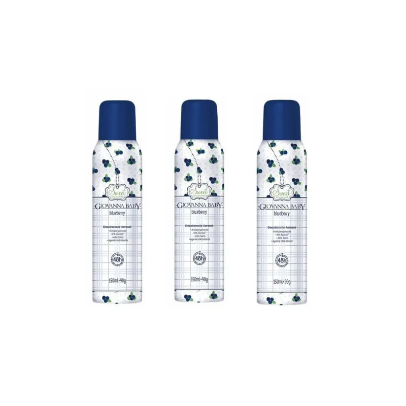 Desodorante Aerossol Giovanna Baby Blueberry - Kit c/ 3un