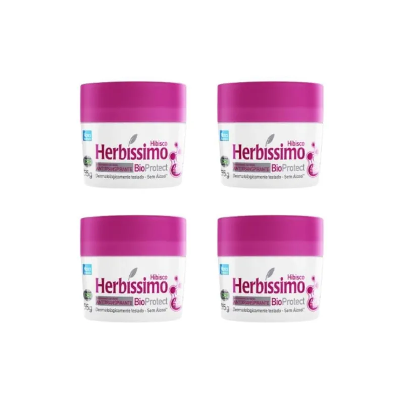 Desodorante Creme Herbíssimo 55G Bio Protect Hibisco - 4Un