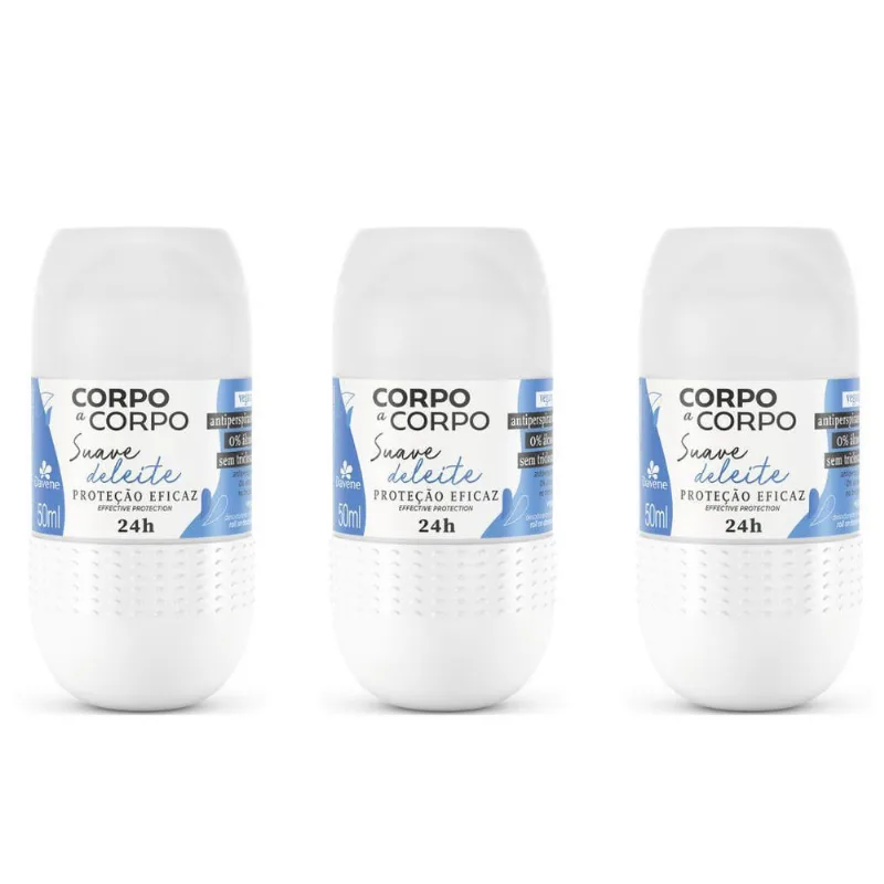 Desodorante Roll-On Corpo A Corpo Suave 50Ml - Kit C/3Un