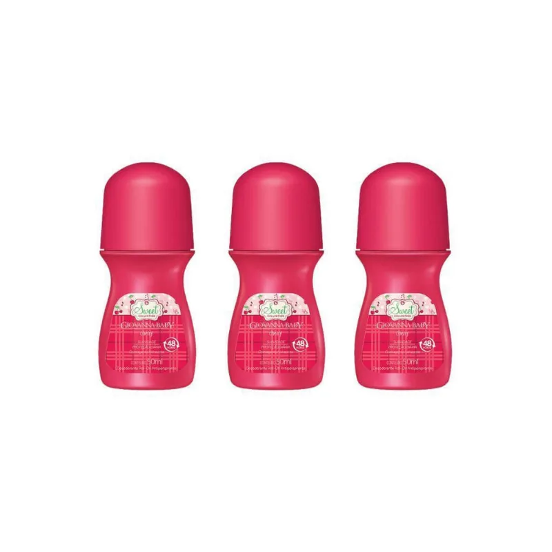 Desodorante Roll-On Giovanna Baby Cherry 50Ml - Kit C/3Un