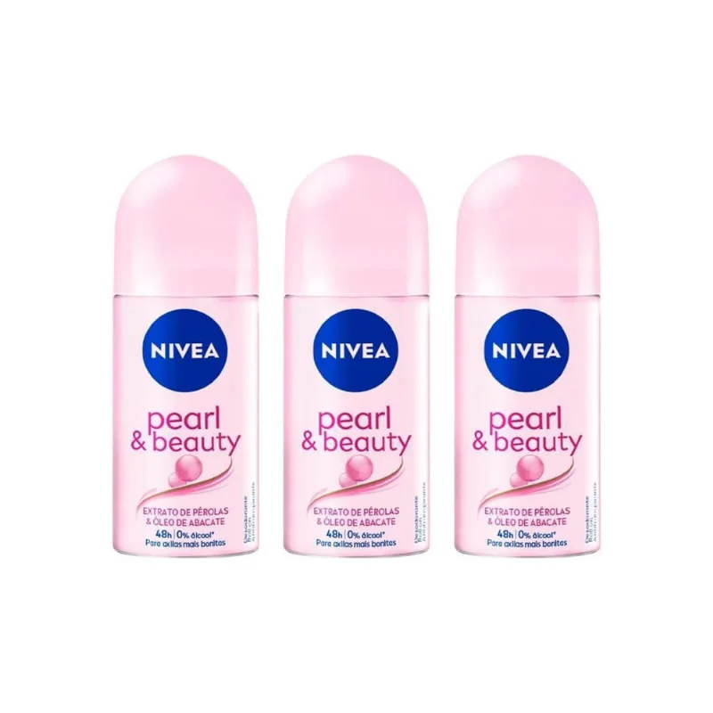Desodorante Roll-On Nivea 50Ml Pearl Beauty - Kit Com 3Un