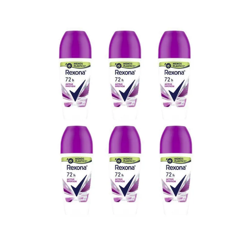 Desodorante Roll-On Rexona 50Ml Fem Active Emotion-Kit 6Un