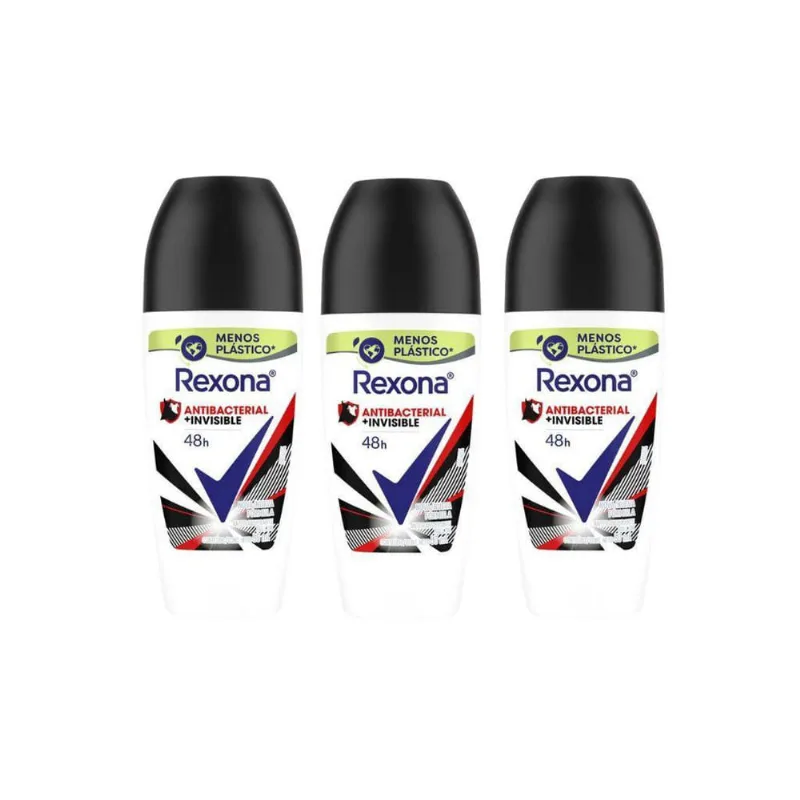 Desodorante Roll-On Rexona 50Ml Fem Antibac Invisivel- 3Un