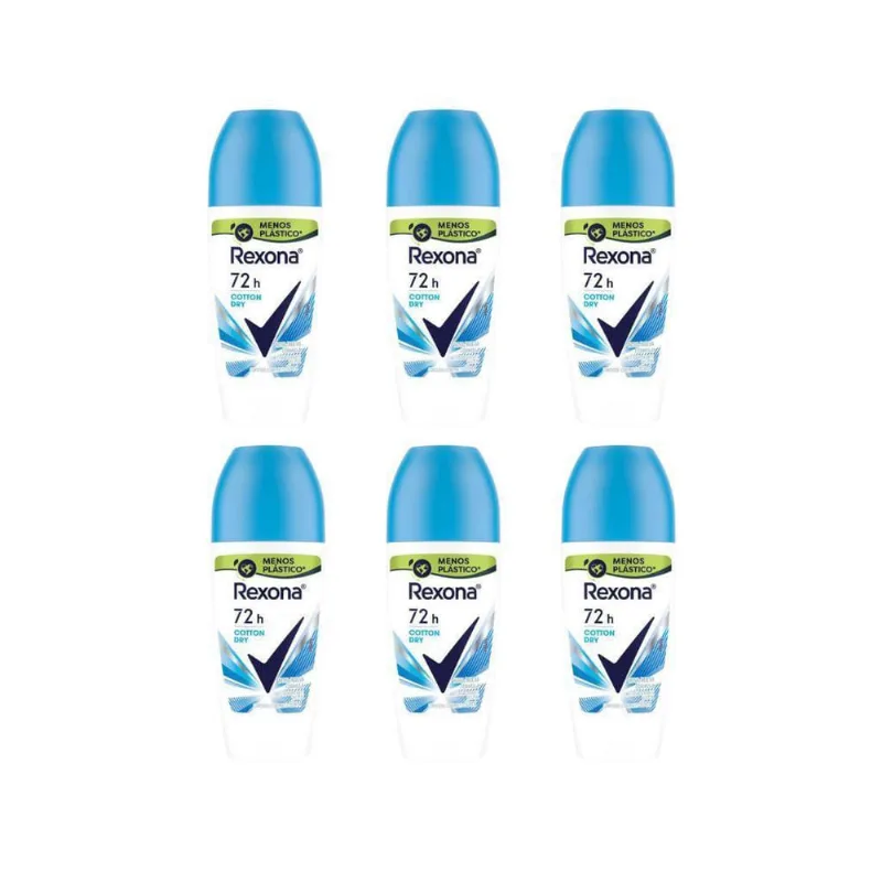 Desodorante Roll-On Rexona 50Ml Feminino Cotton - Kit C/6Un