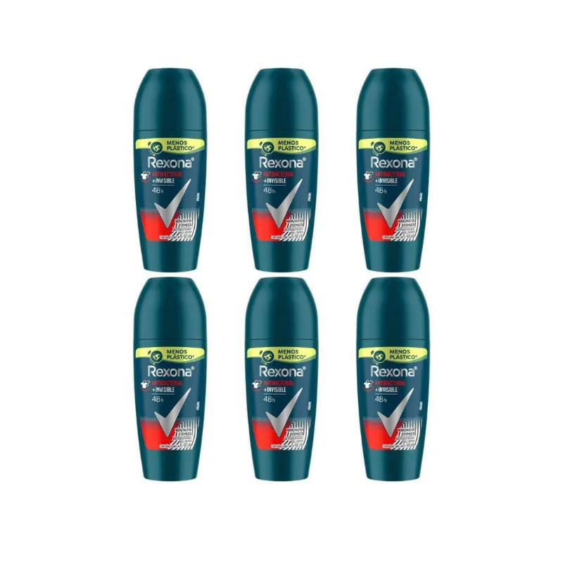 Desodorante Roll-On Rexona 50Ml Masc Antibac Invisi-Kit 6Un