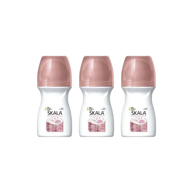 Desodorante Roll-On Skala 60Ml Feminino Arroz - Kit Com 3Un