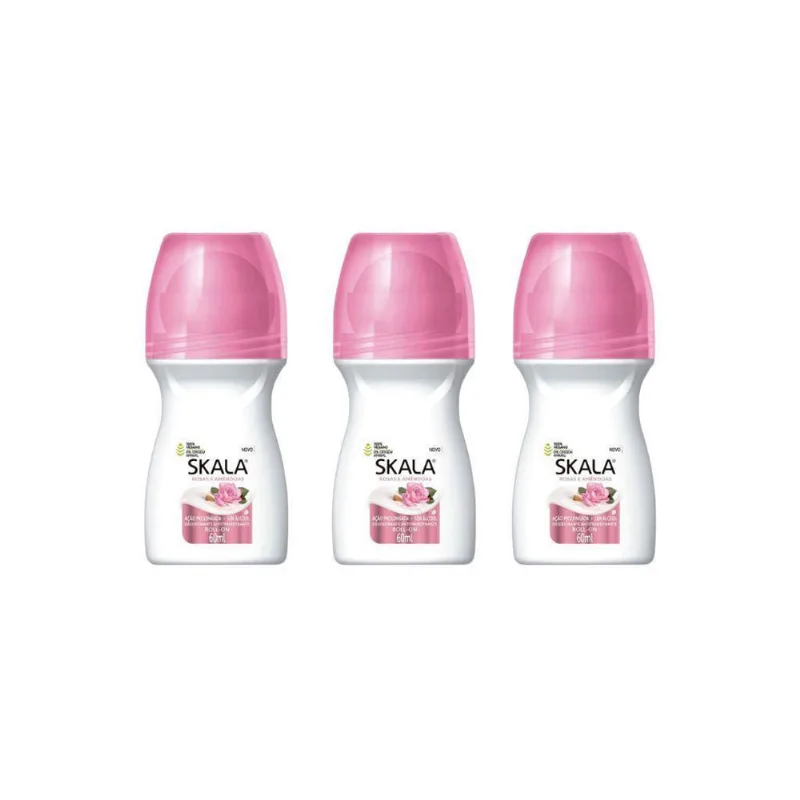 Desodorante Roll-On Skala 60Ml Feminino Rosas - Kit Com 3Un