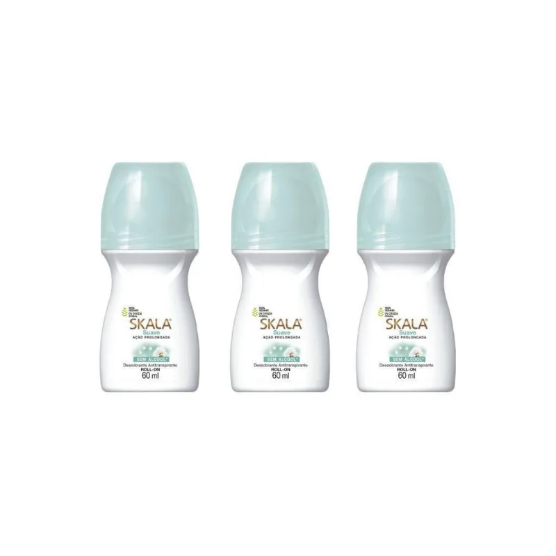 Desodorante Roll-On Skala 60Ml Feminino Suave - Kit Com 3Un