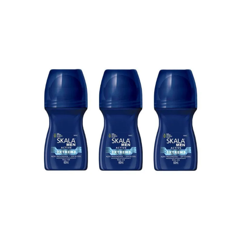 Desodorante Roll-On Skala 60Ml Masculino Extreme - Kit C/3Un