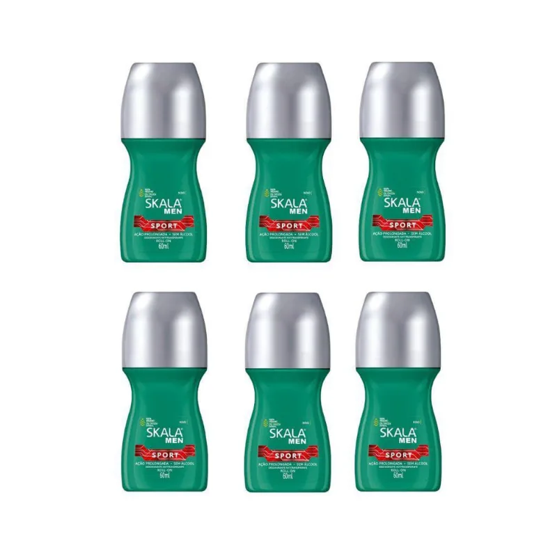 Desodorante Roll-On Skala 60Ml Masculino Sport - Kit Com 6Un