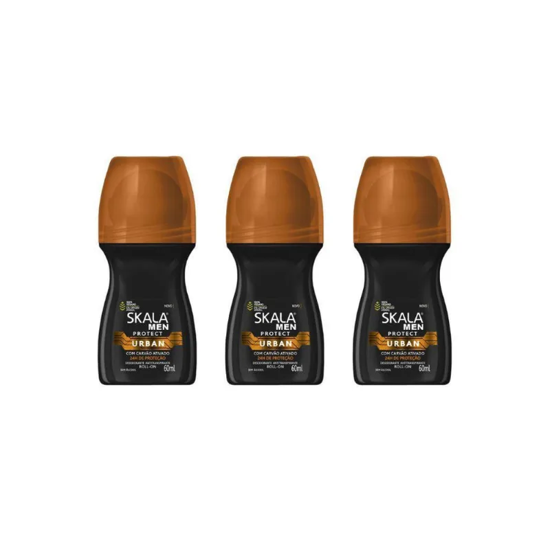 Desodorante Roll-On Skala 60Ml Masculino Urban - Kit Com 3Un