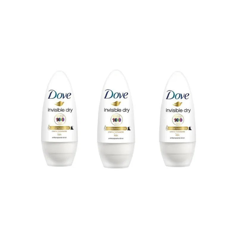 Desodorante Rollon Dove 50Ml Feminino Invisible - Kit C/3Un