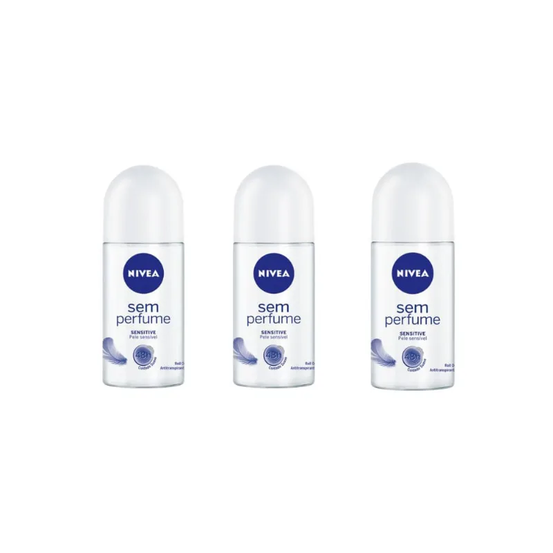 Desodorante Rollon Nivea Sensitive Pure S/Perfume 50ml-Kit3