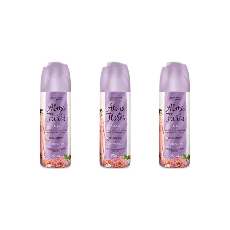 Desodorante Spray Alma de Flores 90ml Essenc de Baunilha-3un
