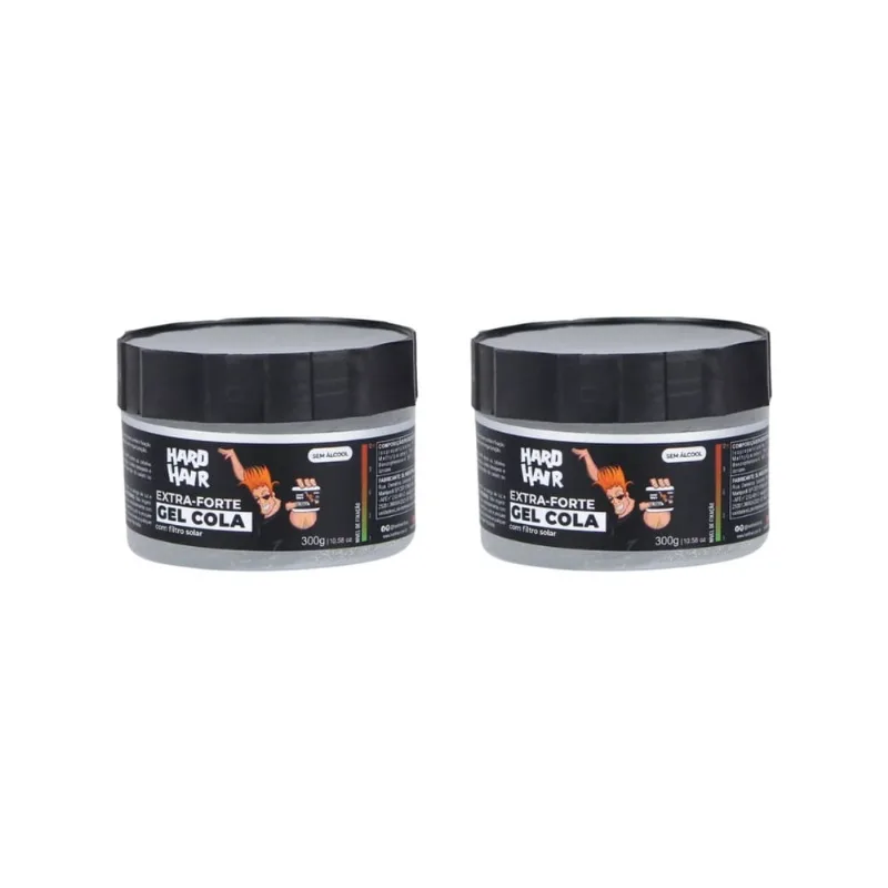 Gel Cola Fixador Hard Hair Incolor 300g-Kit C/2un