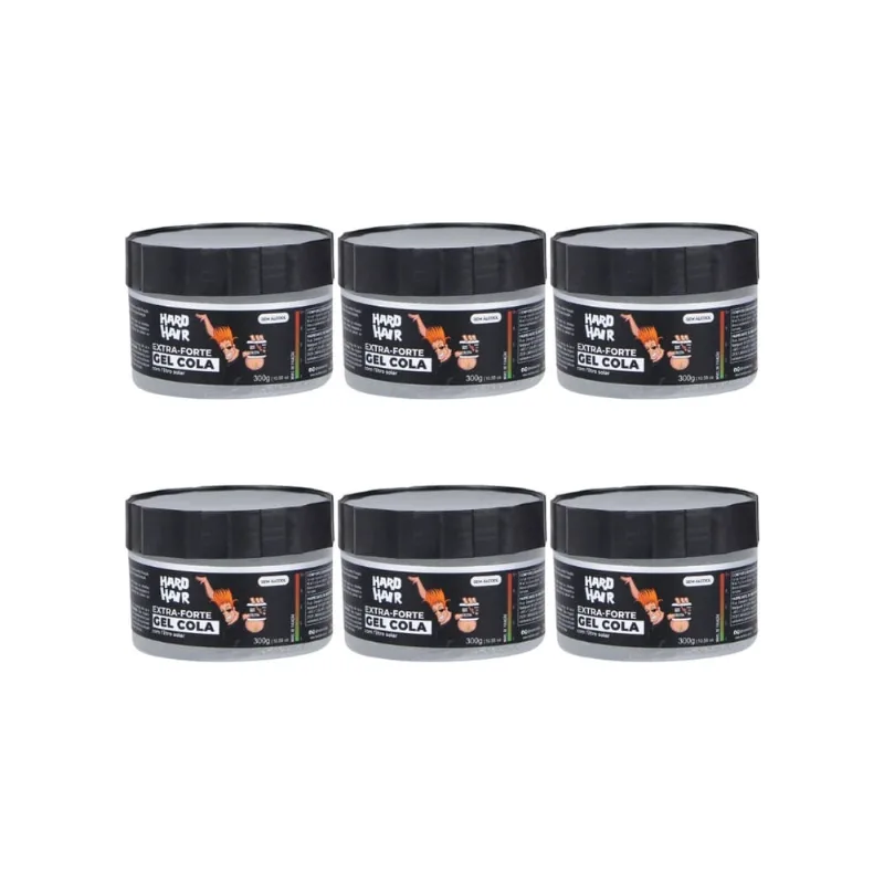 Gel Cola Fixador Hard Hair Incolor 300g-Kit C/6un