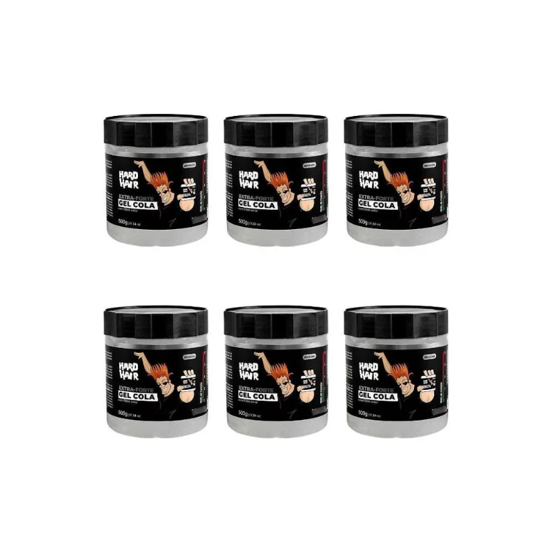 Gel Cola Fixador Hard Hair Incolor 500G-Kit C/6Un