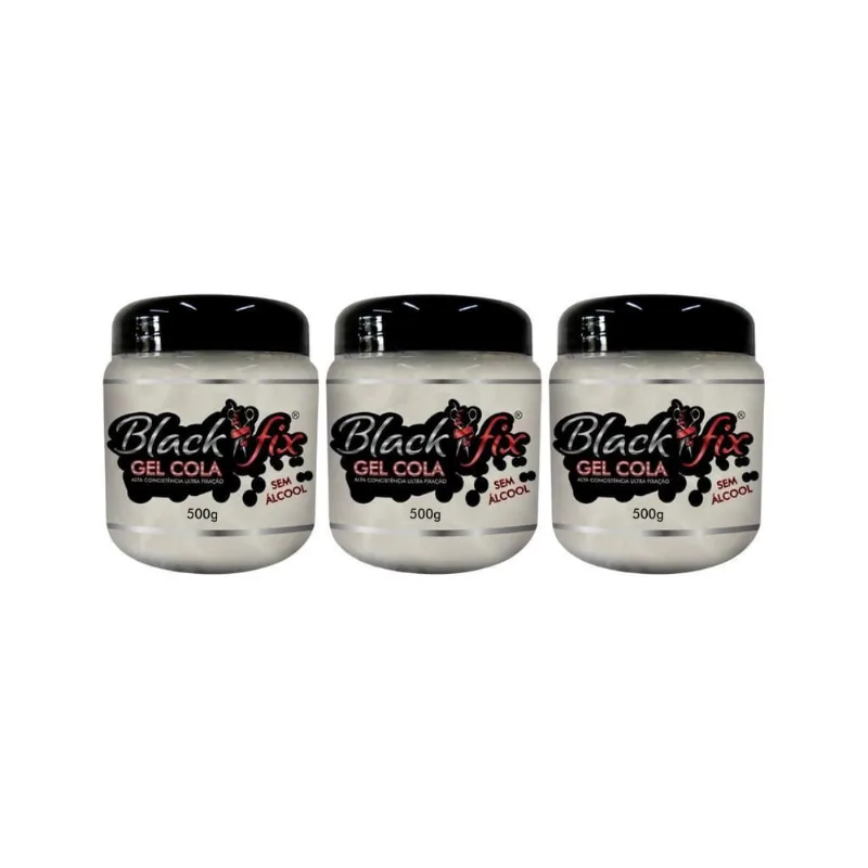 Gel Cola Black Fix 500G Tampa Rosca-Kit C/3Un