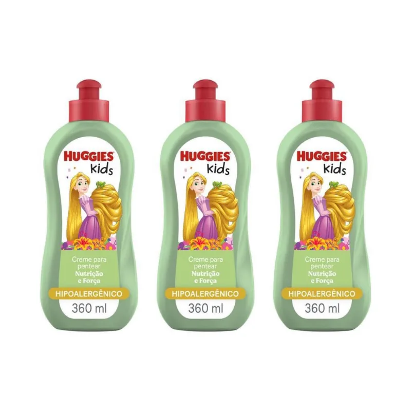Creme Para Pentear Huggies 360Ml Kids Nutriçao E Força - 3Un