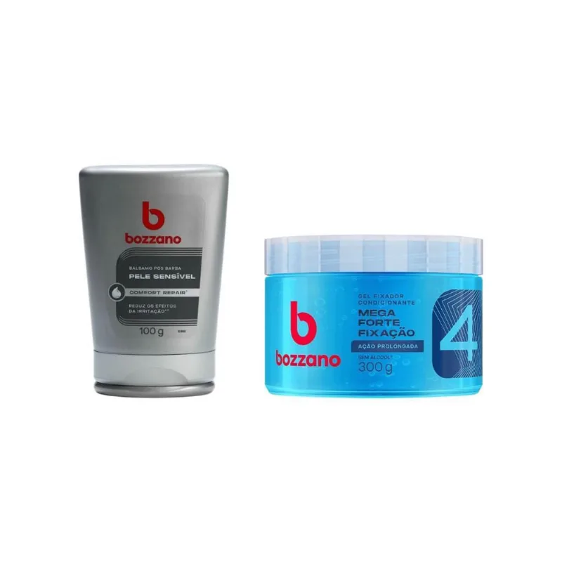 Kit Bozzano Gel Fixador Azul + Gel Pos Barba Pele Sensível