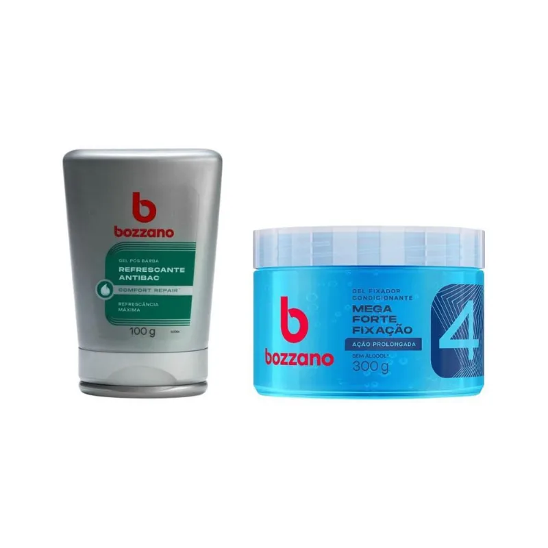 Kit Bozzano Gel Fixador Azul + Gel Pos Barba Refrescante