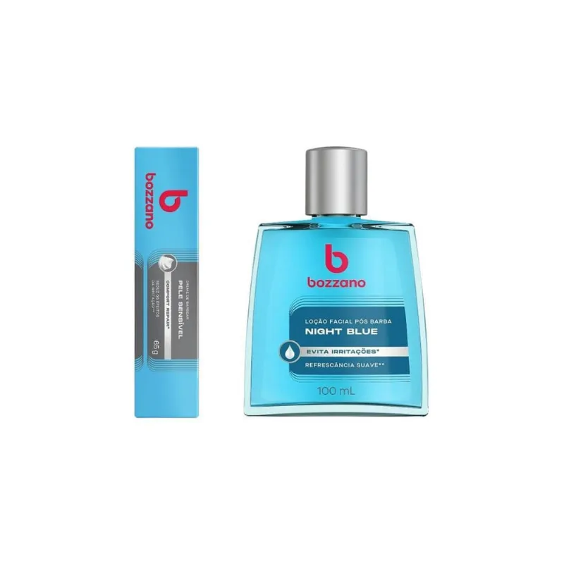 Kit Bozzano Creme Barbear Pele Sens + Loção Night Blue
