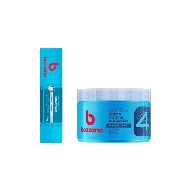 Kit Bozzano Creme Barbear Hidratação + Gel Fixador Azul