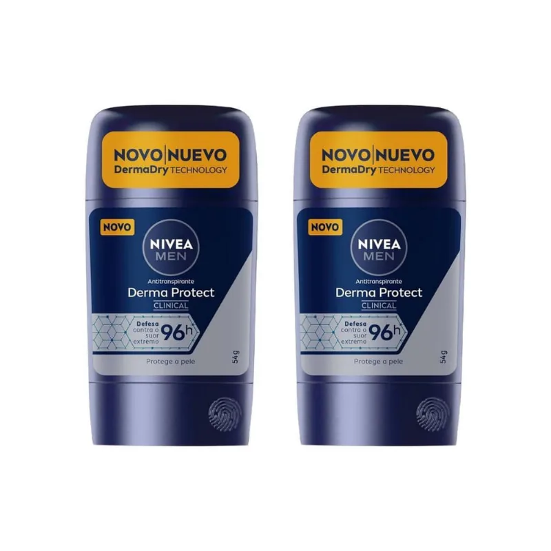 Desodorante Clinical Gel 54g Kit 2un Nivea Masculino Pele Sensível 48h Desodorante Nivea Clinical Gel 54G Men Derma Protect - 2Un