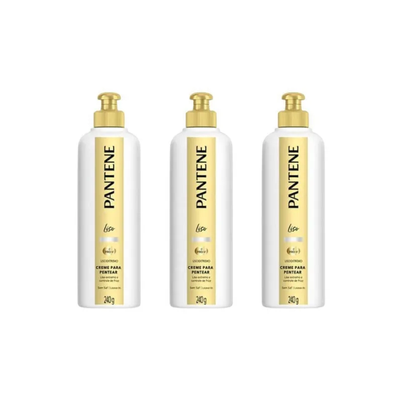 Creme Para Pentear Pantene 240G Liso Extremo - Kit Com 3Un