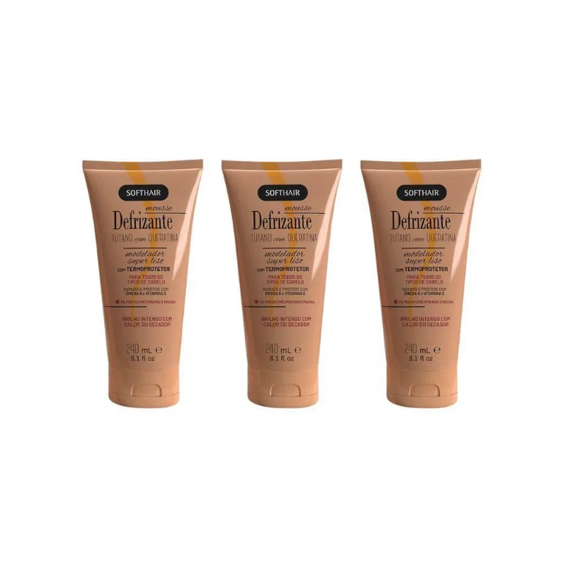 Defrizante Soft Hair 240Ml Tutano Com Queratina-Kit C/3Un