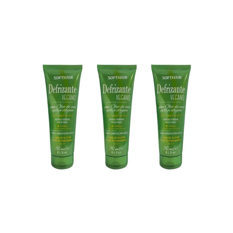 Defrizante Soft Hair 240ml Vegano-Kit C/3un