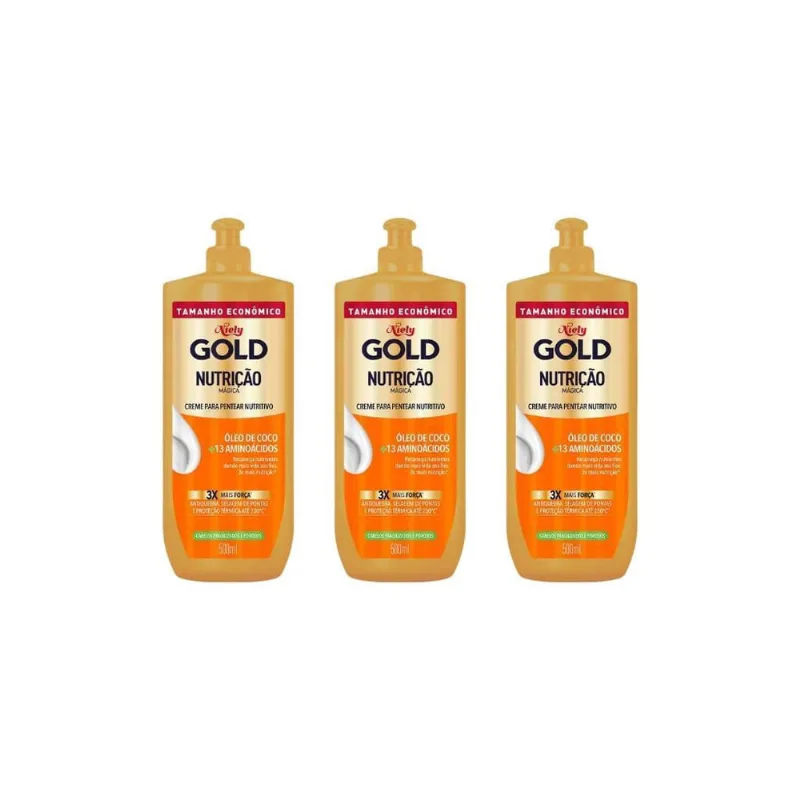 Creme Para Pentear Niely Gold 500Ml Nutriçao-Kit C/3Un