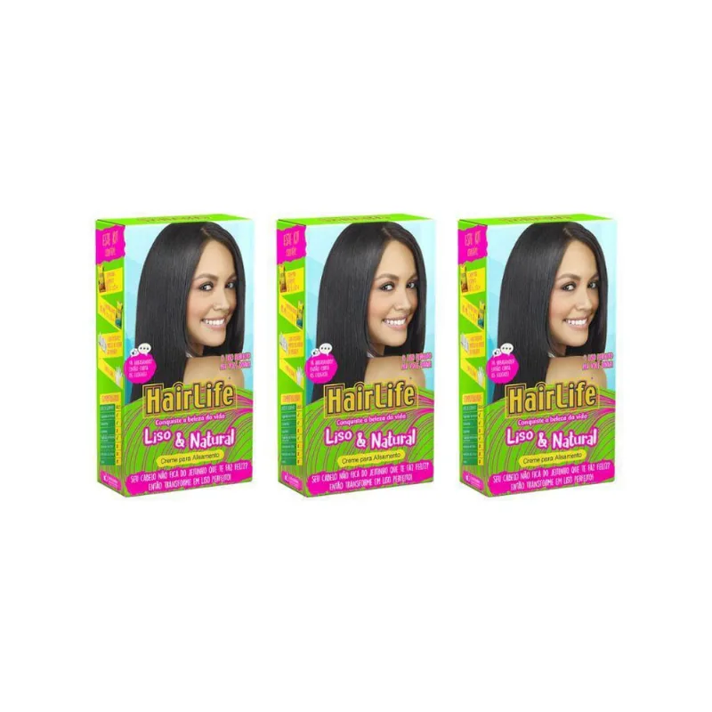 Creme Alisante Hairlife Liso 180G - Kit Com 3Un