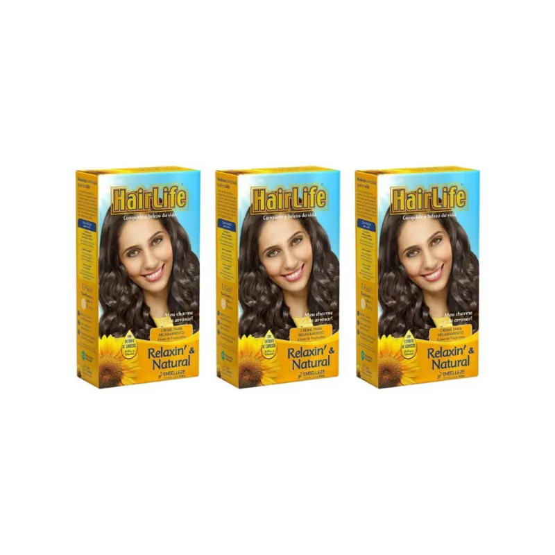 Creme Alisante Hairlife Relaxin 180g - Kit c/ 3un