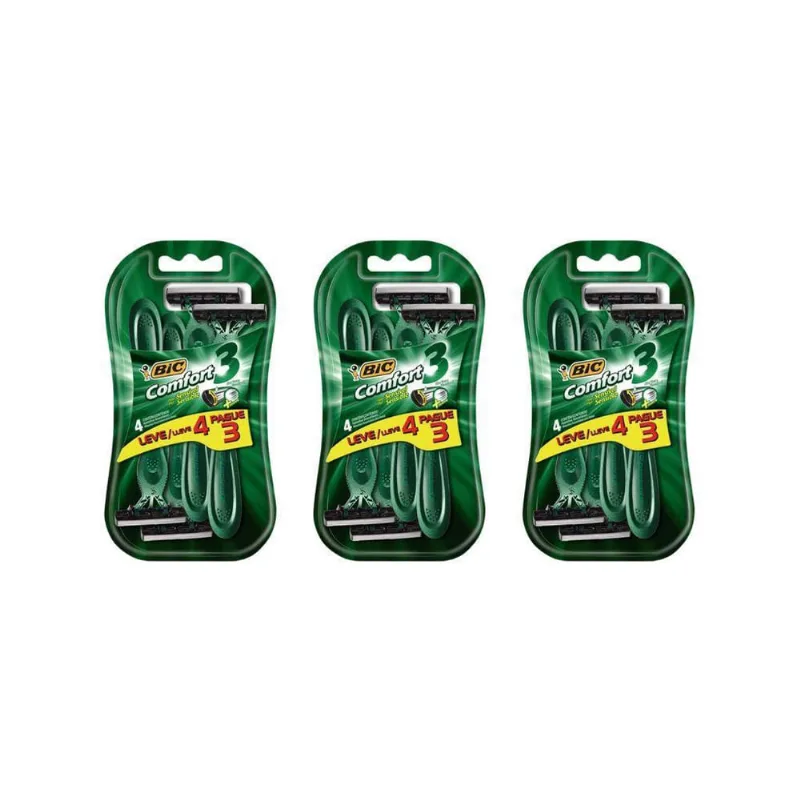 Aparelho De Barbear Bic Comfort 3 L4P3 Pele Sensivel-Kit 3Un