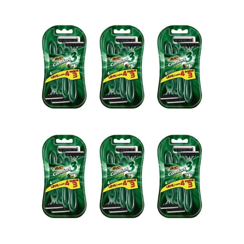 Aparelho De Barbear Bic Comfort 3 L4P3 Pele Sensivel-Kit 6Un