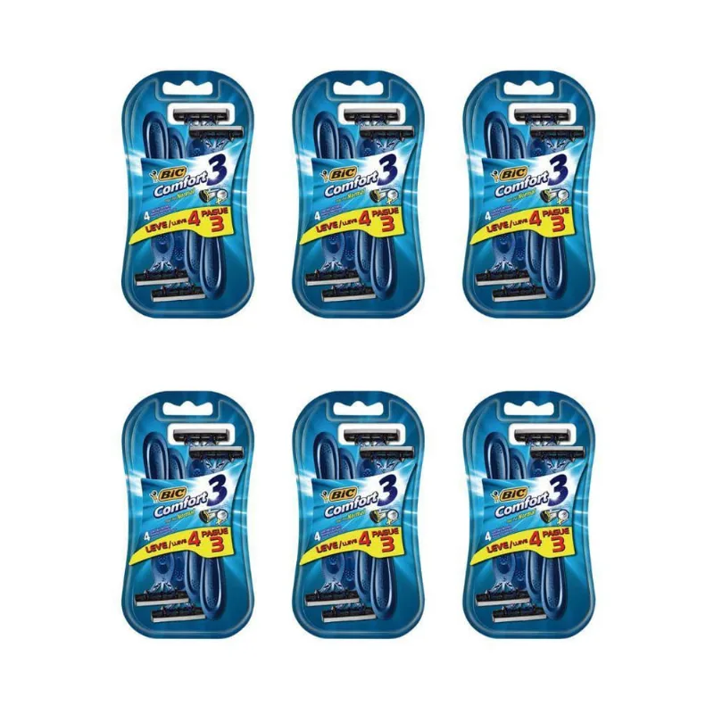 Aparelho De Barbear Bic Comfort 3 L4 P3 Pele Normal-Kit 6Un
