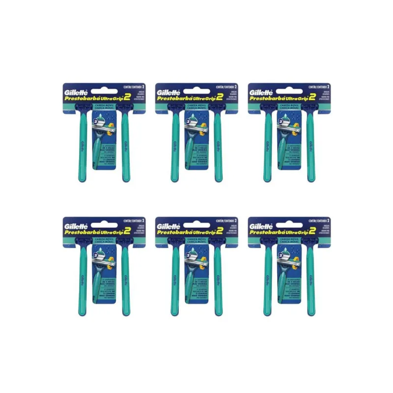 Aparelho Prestobarba Com 2 Ultragrip Cabeça Movel - Kit 6un