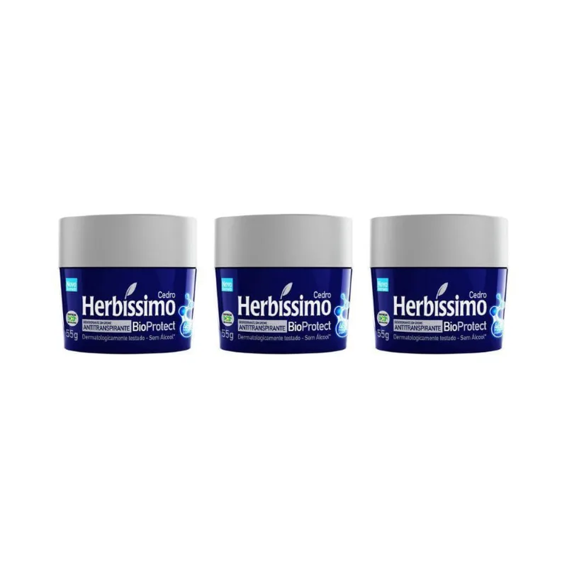 Herbissimo Creme 55G Bio Protect Cedro - Kit Com 3Un