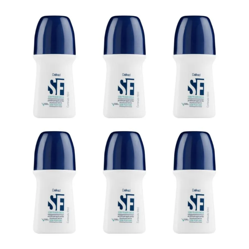 Desodorante Roll-On Delikad Sem Perfume 50Ml - Kit Com 6Un