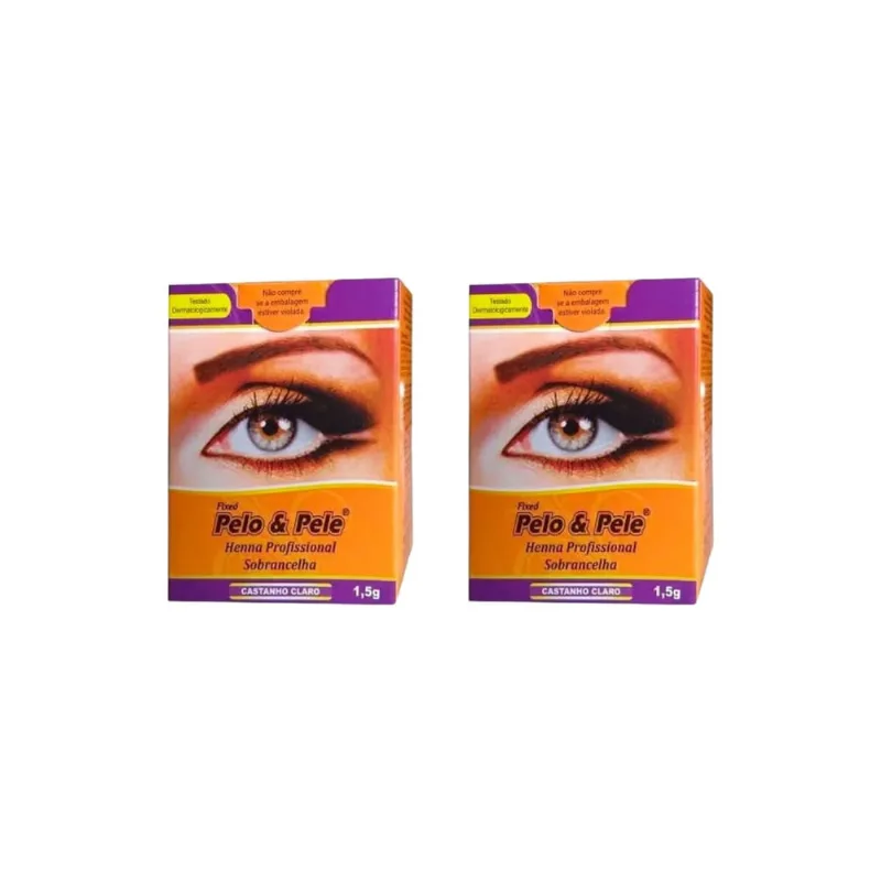 Henna Para Sobrancelhas Pelo e Pele 1.5g Castanho Claro-2un