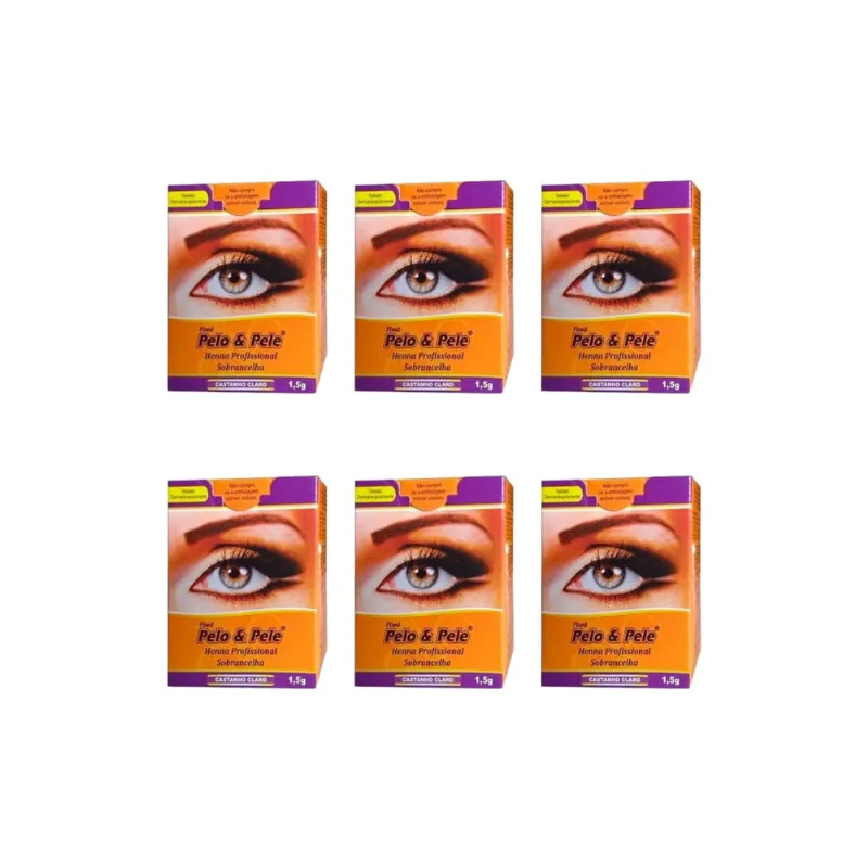 Henna Para Sobrancelhas Pelo e Pele 1.5g Castanho Claro-6un
