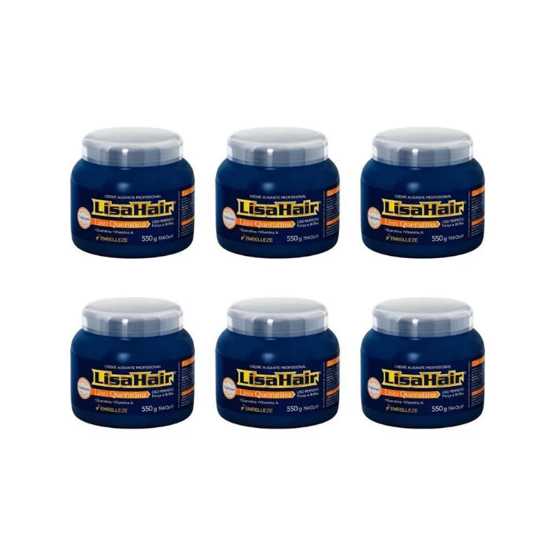 Creme Alisante Lisahair Liso Queratina 550G - Kit Com 6Un