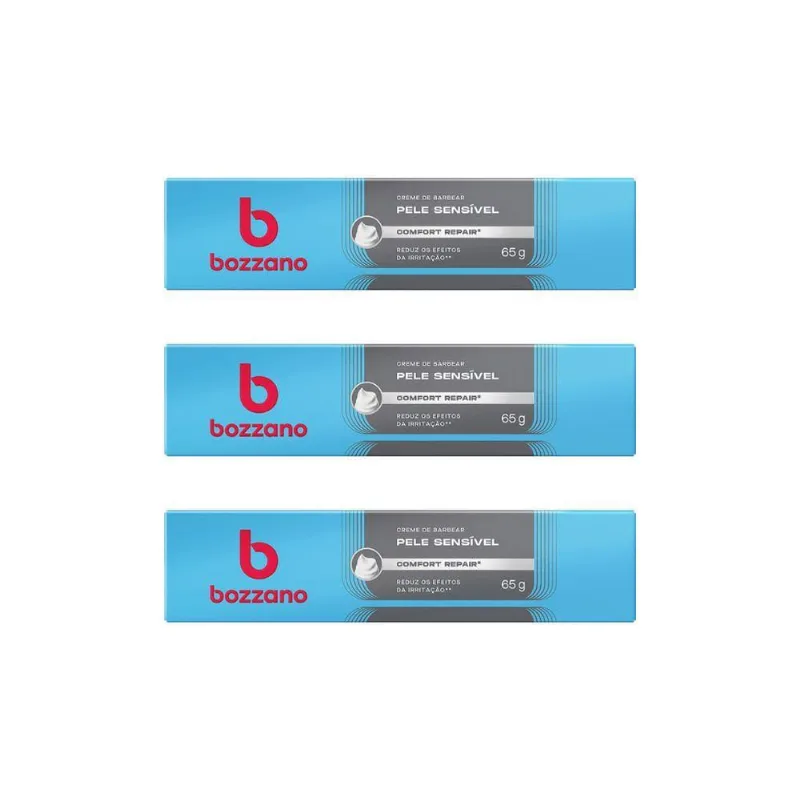Creme Barbear Bozzano 65G Pele Sensível - Kit Com 3Un