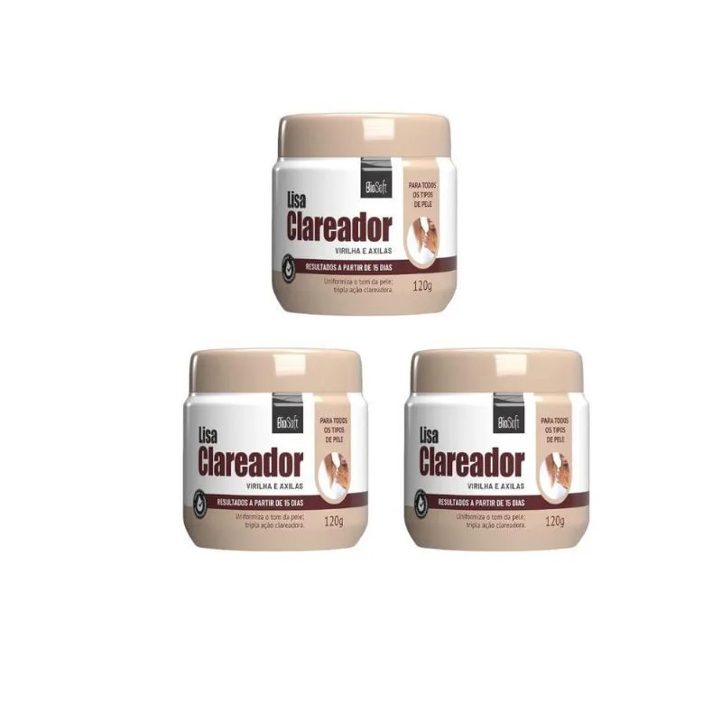 Creme Lisa Clareador De Virilhas E Axilas 120G - Kit Com 3Un