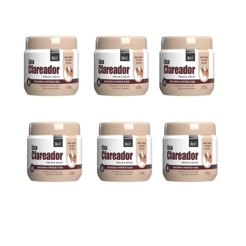 Creme Lisa Clareador De Virilhas E Axilas 120G - Kit Com 6Un