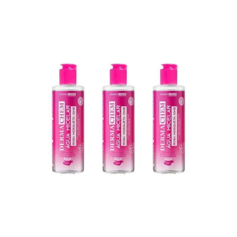 Agua Micelar Dermachem 250Ml Rosa Mosqueta - Kit Com 3Un - Dermachem