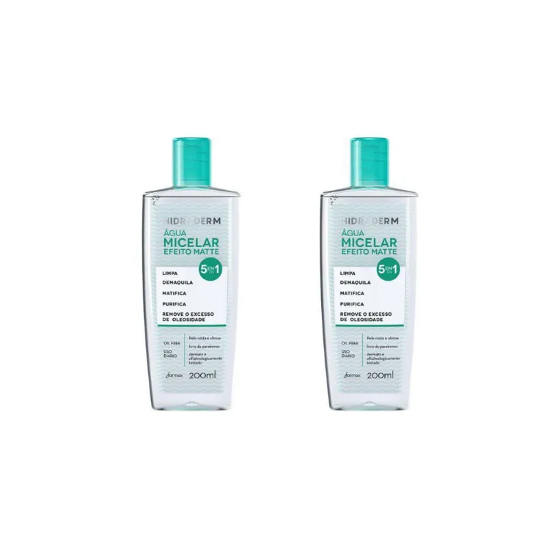 Agua Micelar Hidraderm 200Ml Efeito Matte 5Em1 - Kit Com 2Un