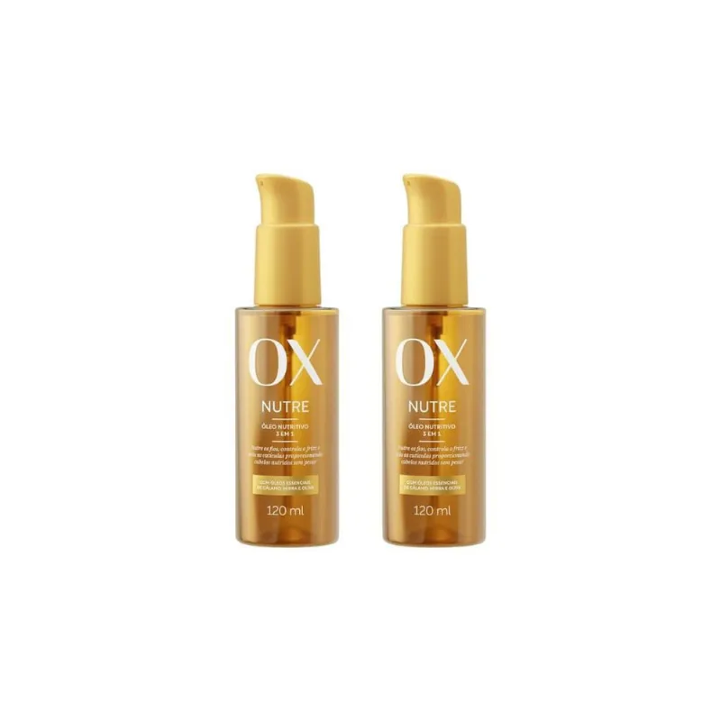 Óleo Capilar Nutrição Profunda Antifrizz Kit 2x120ml Ox Para Cabelos Ressecados Oleo Ox Capilar Nutre 120Ml-Kit C/2Un